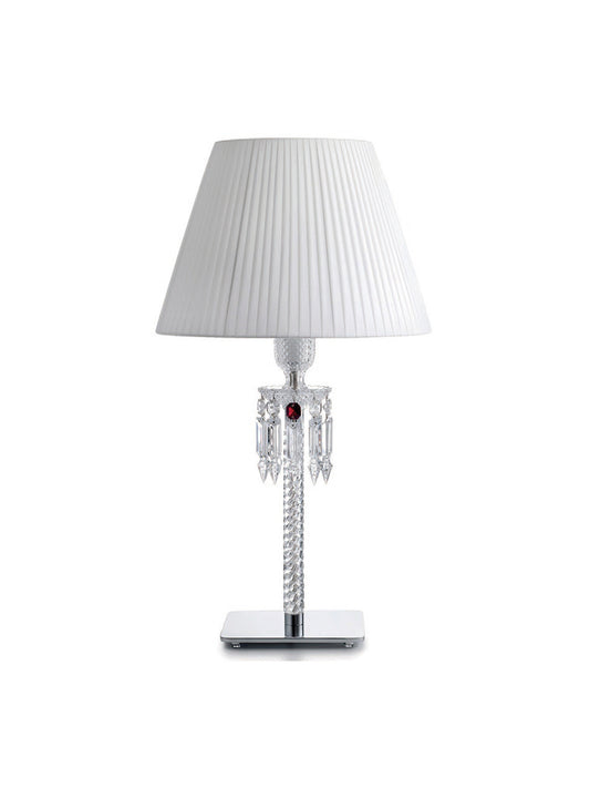 Black & White Pleated Shade Crystal Table Lamp