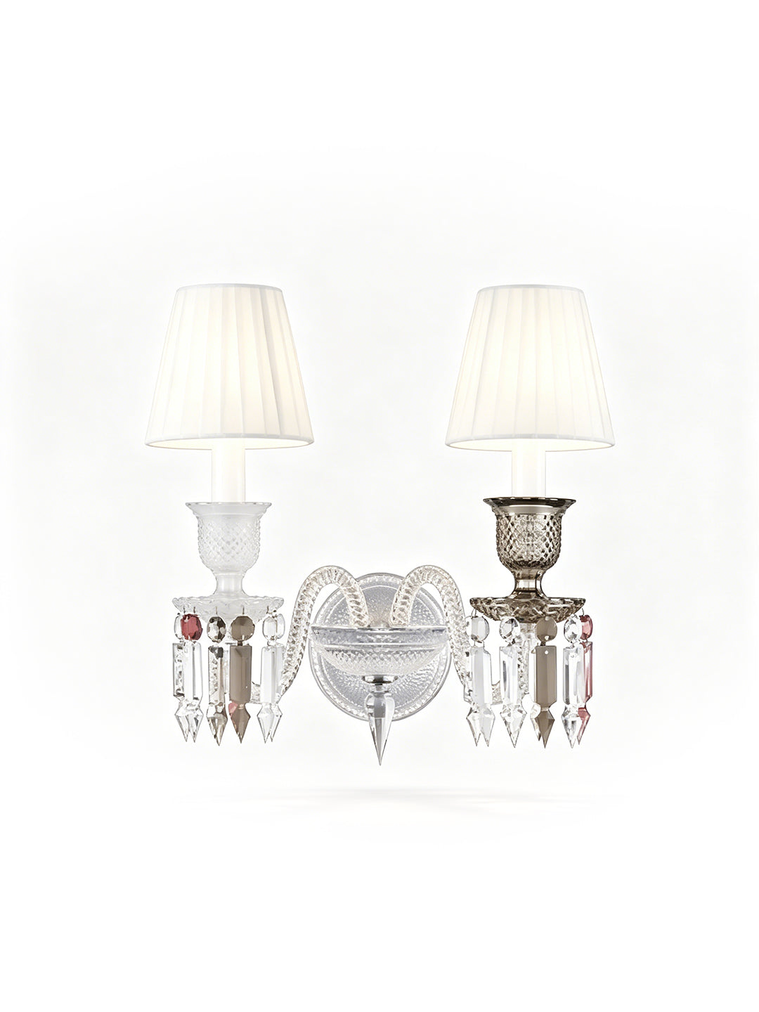 Crystal wall sconce with fabric shade