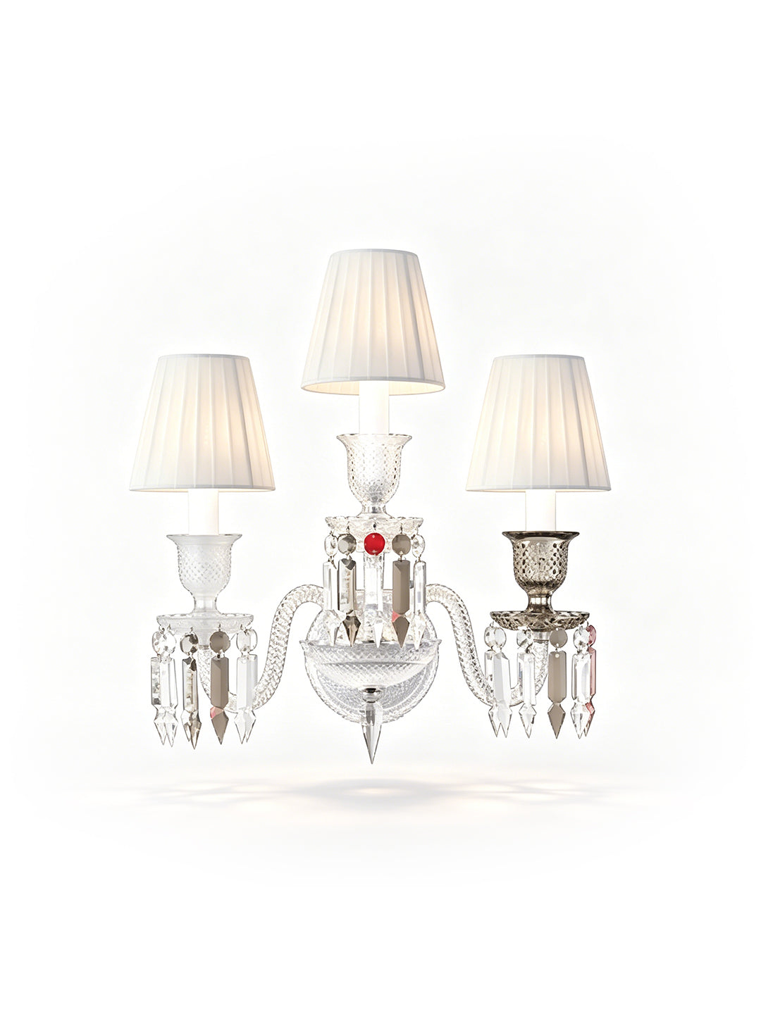 Crystal wall sconce with fabric shade