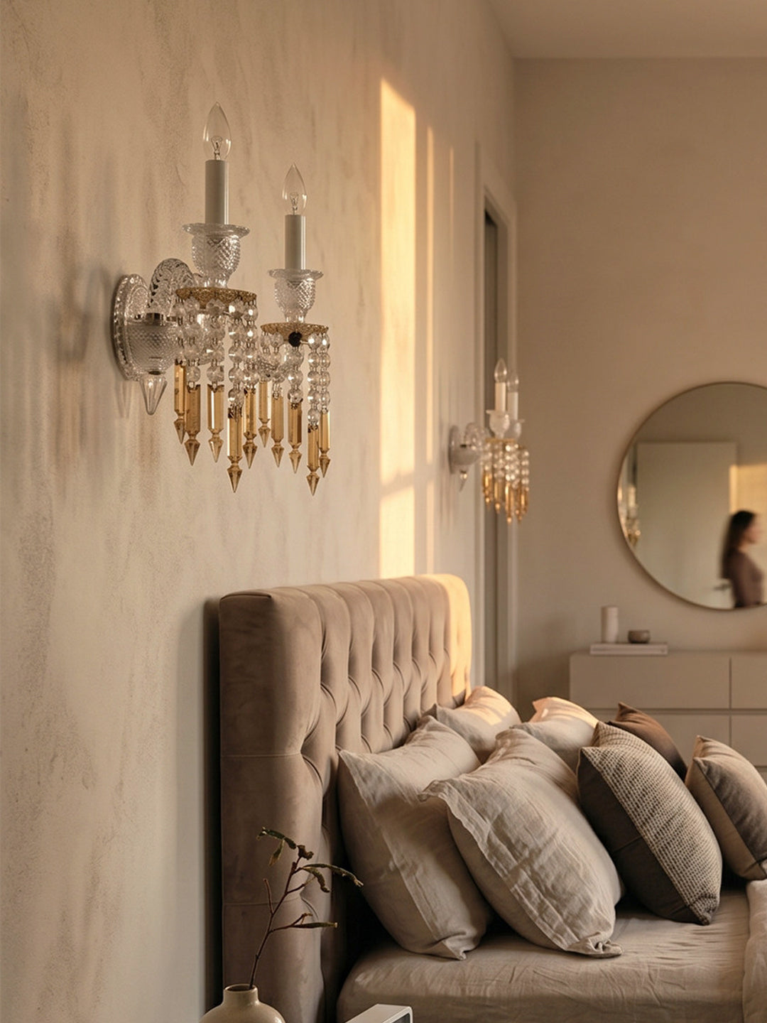 Gold and crystal wall light