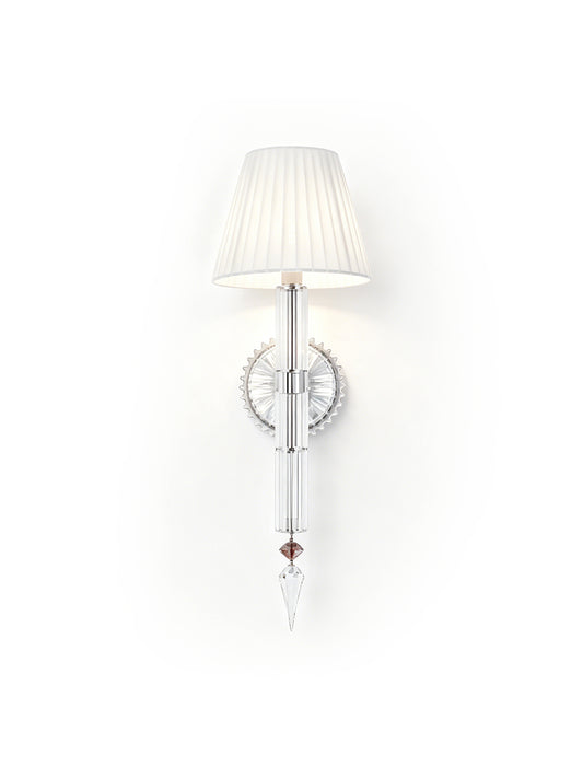 Crystal wall sconce with fabric shade