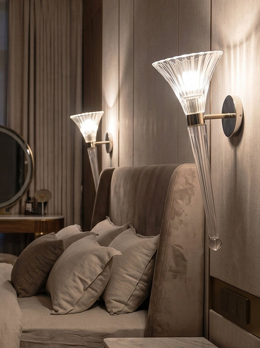 Fluted crystal wall sconce