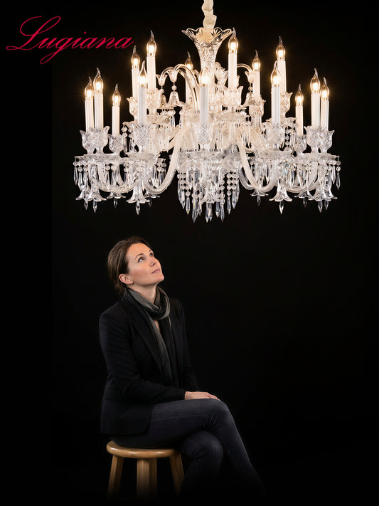 Baccarat-Style Clear Crystal Chandelier