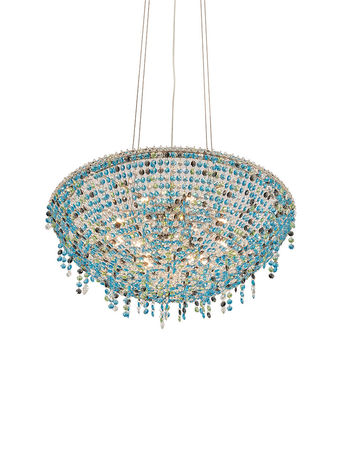 European Style Blue Beaded Bowl Chandelier