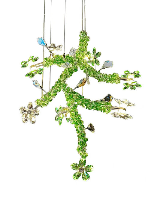 Green Crystal Tree Branch Chandelier