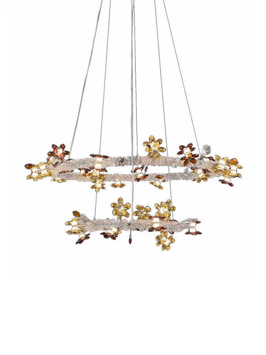 Double Tier Floral Crystal Chandelier