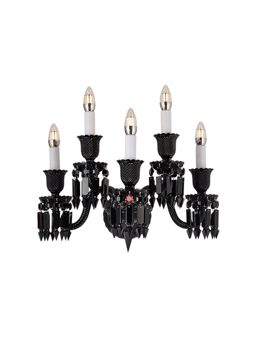 Baccarat-Style Black Crystal Wall Sconce