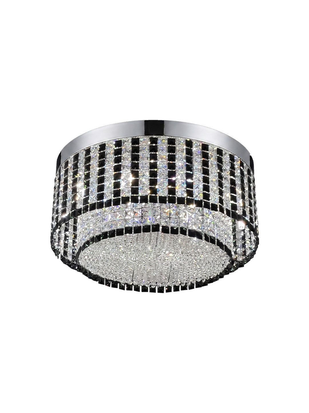 Round Black and Crystal Flush Mount Ceiling Light