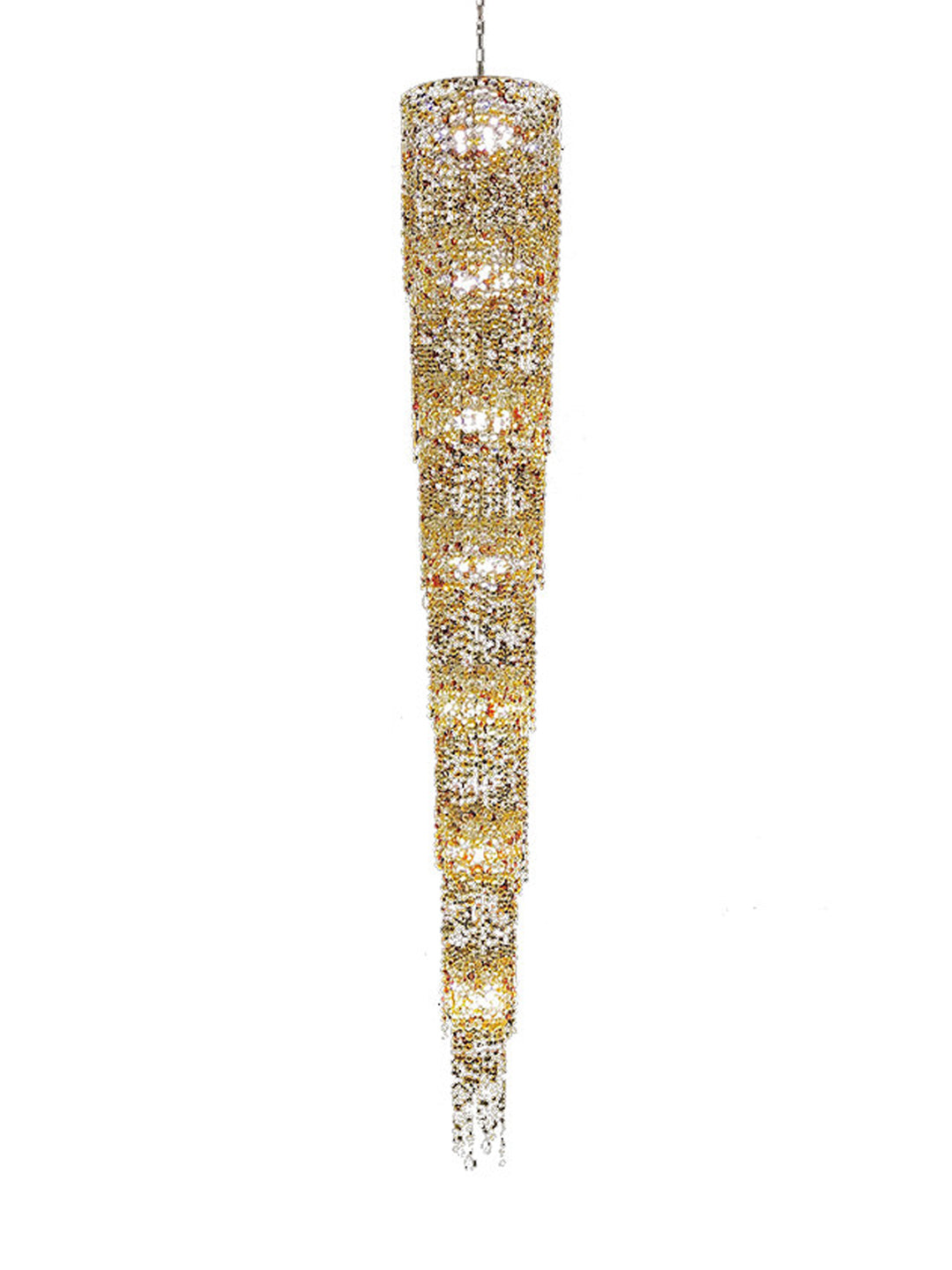 Tall Cylindrical Crystal Pendant Light