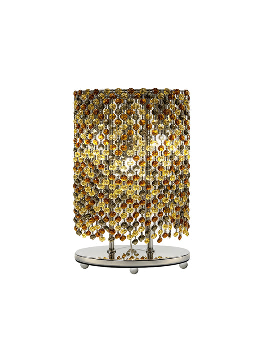 Amber Crystal Cylinder Table Lamp