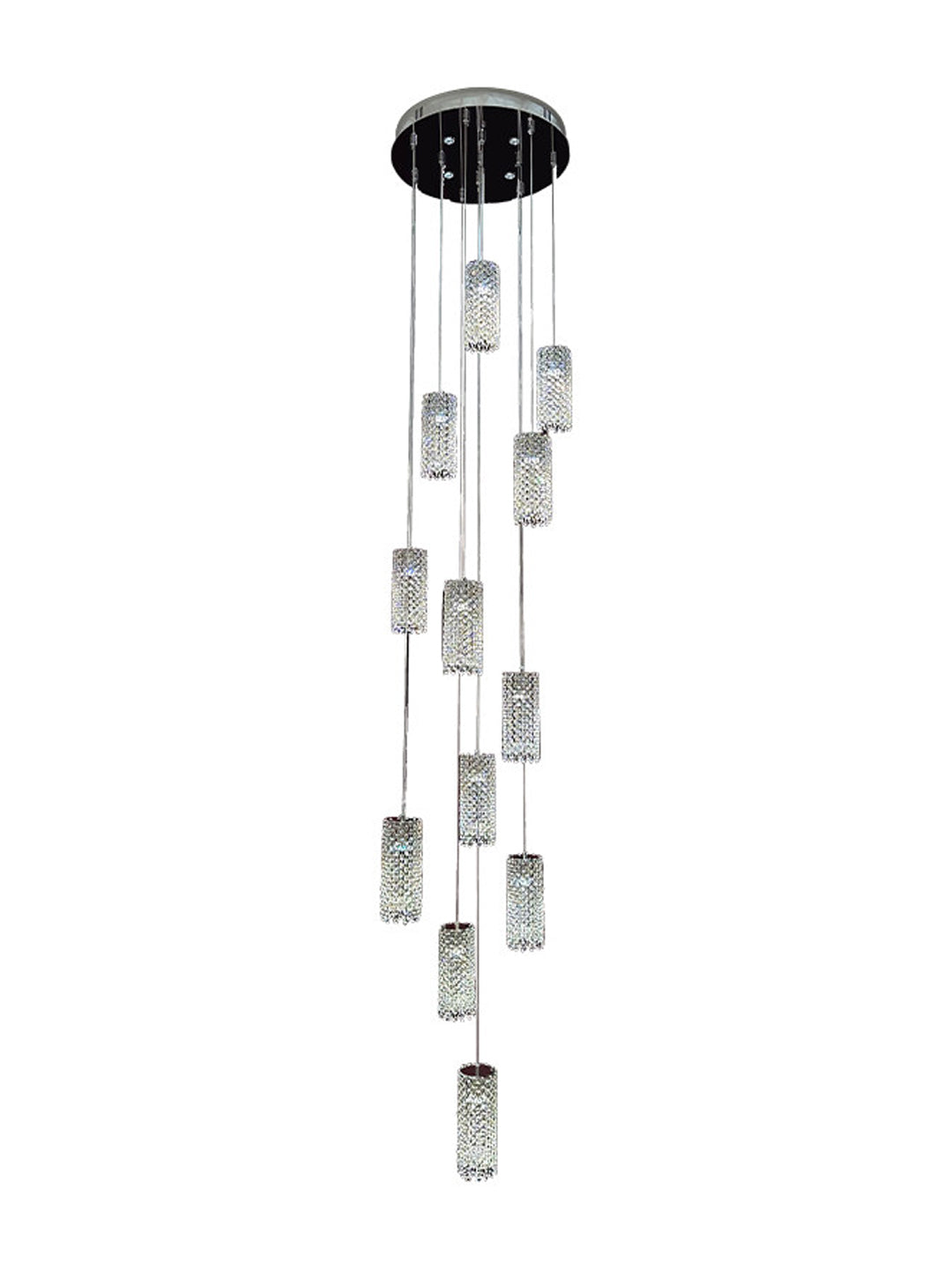 Multi-Tier Cylinder Crystal Staircase Chandelier
