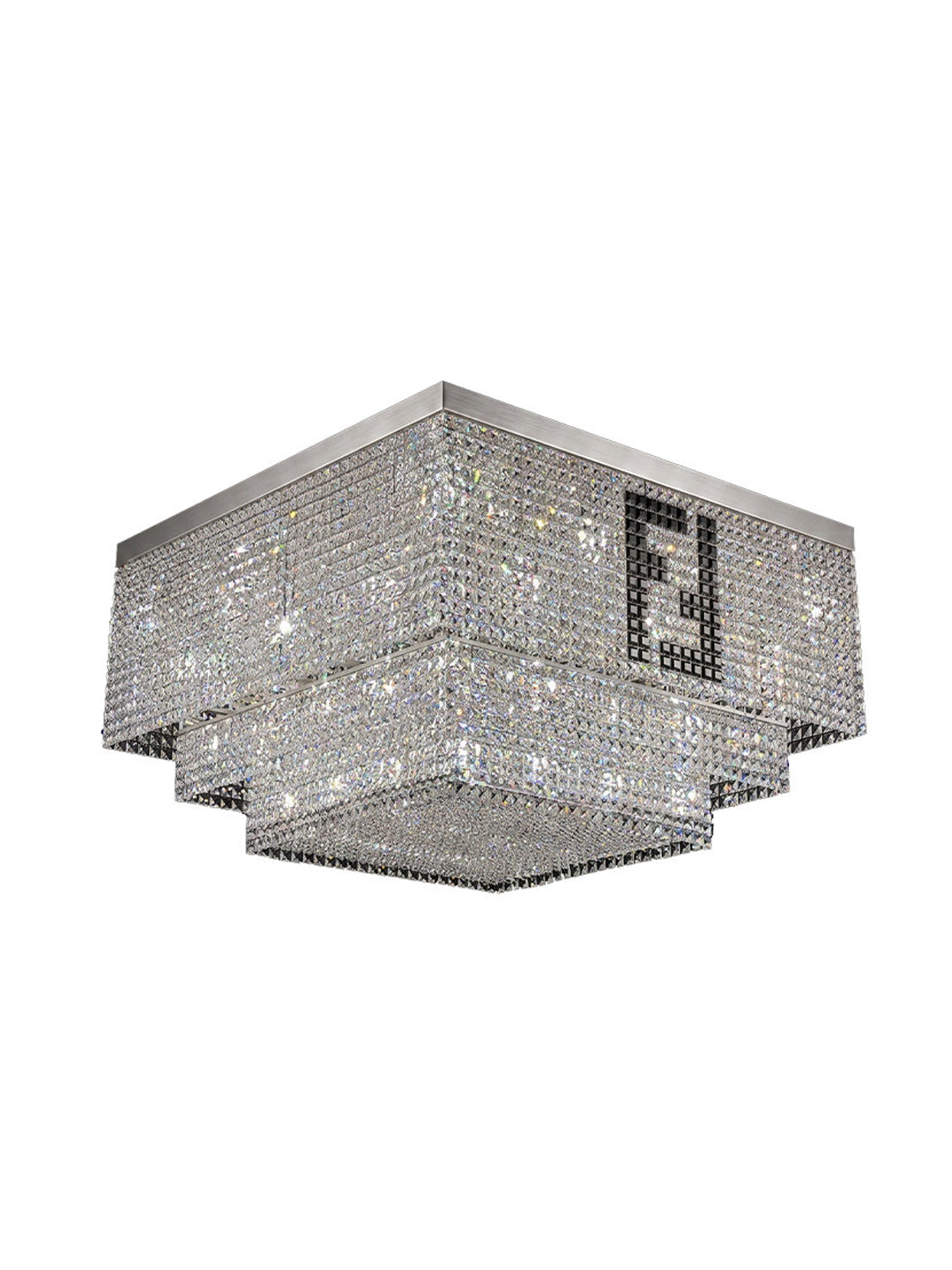 Two-Tier Square Crystal Flush Mount Light