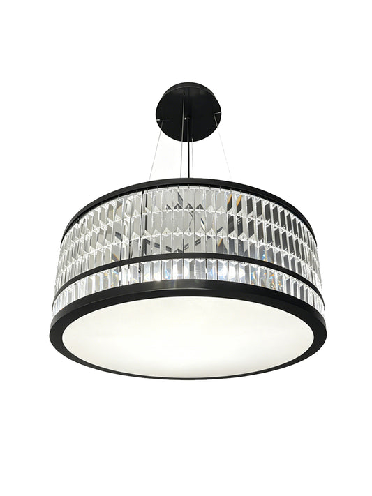 Black Frame Crystal Drum Pendant Light