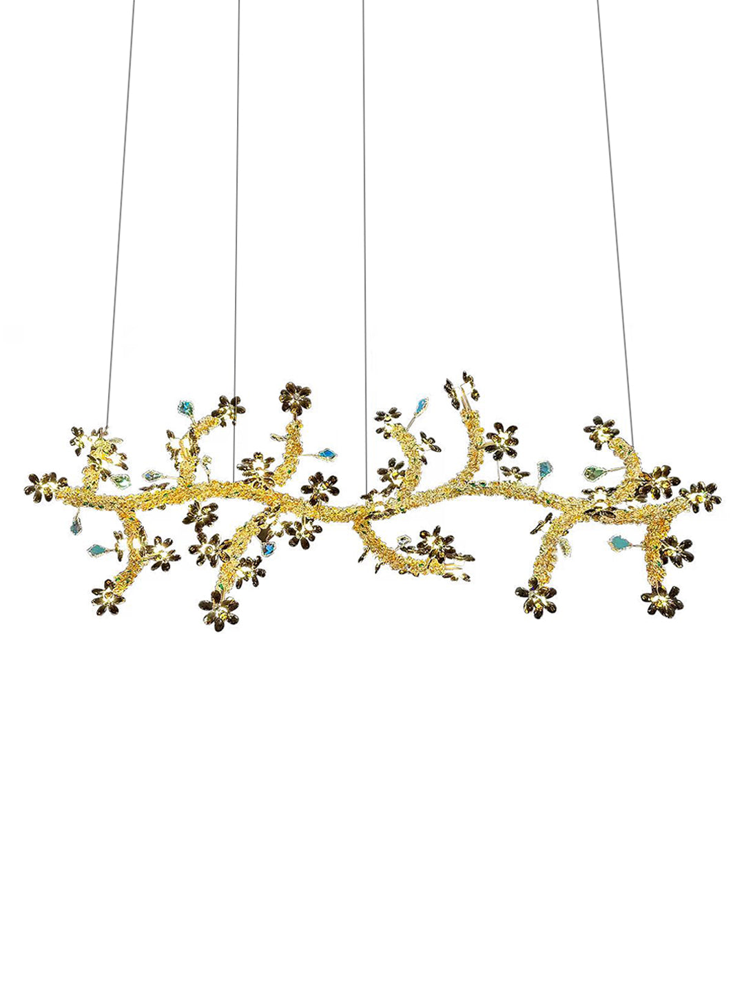 Long Gold Branch Floral Pendant Light
