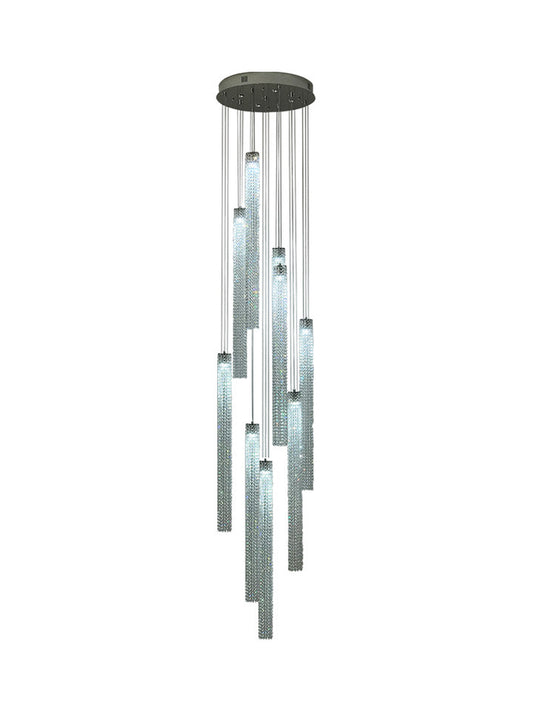 Modern Smoke Gray Glass Tube Chandelier