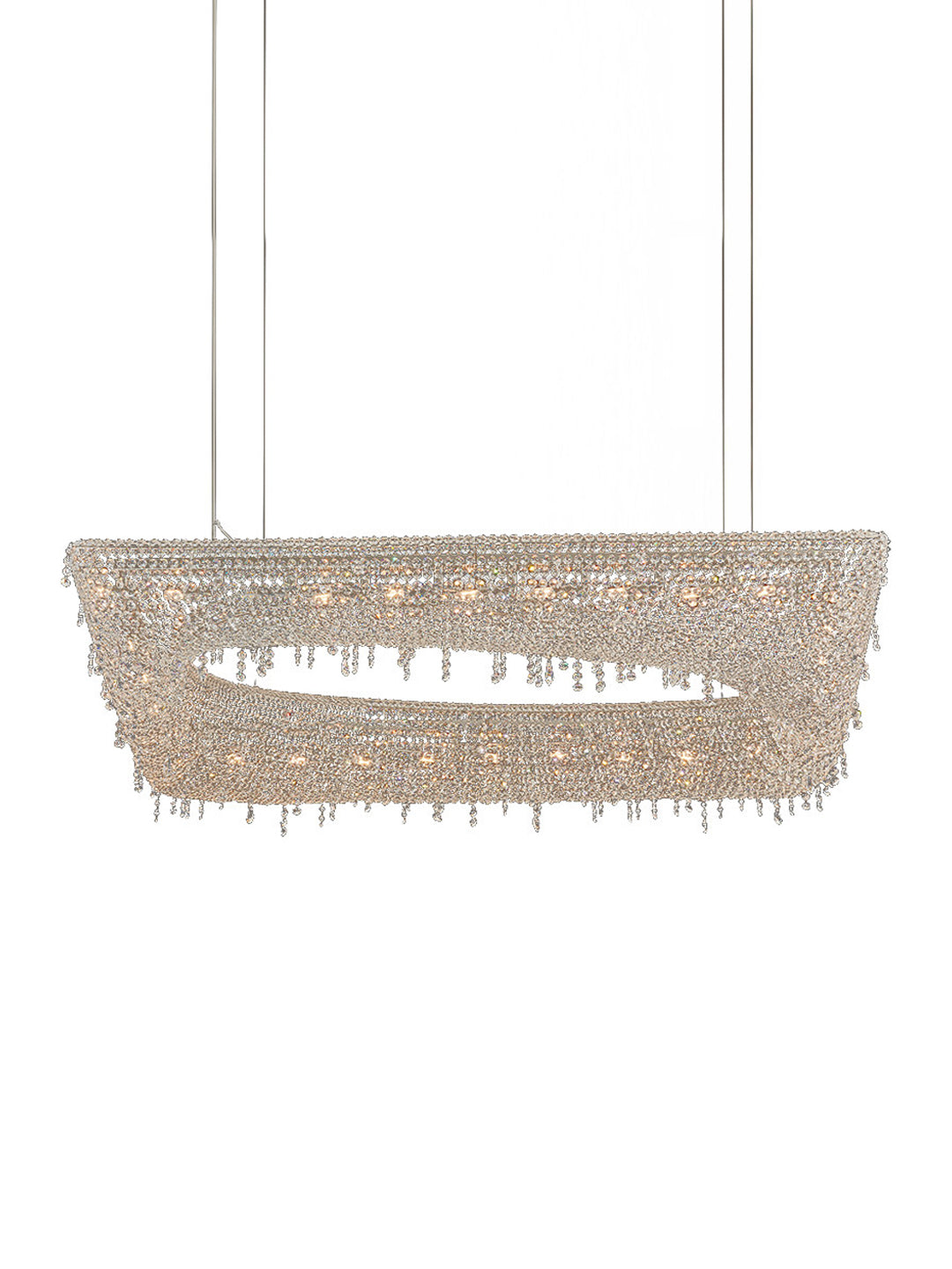 Modern Tiered Crystal Linear Chandelier