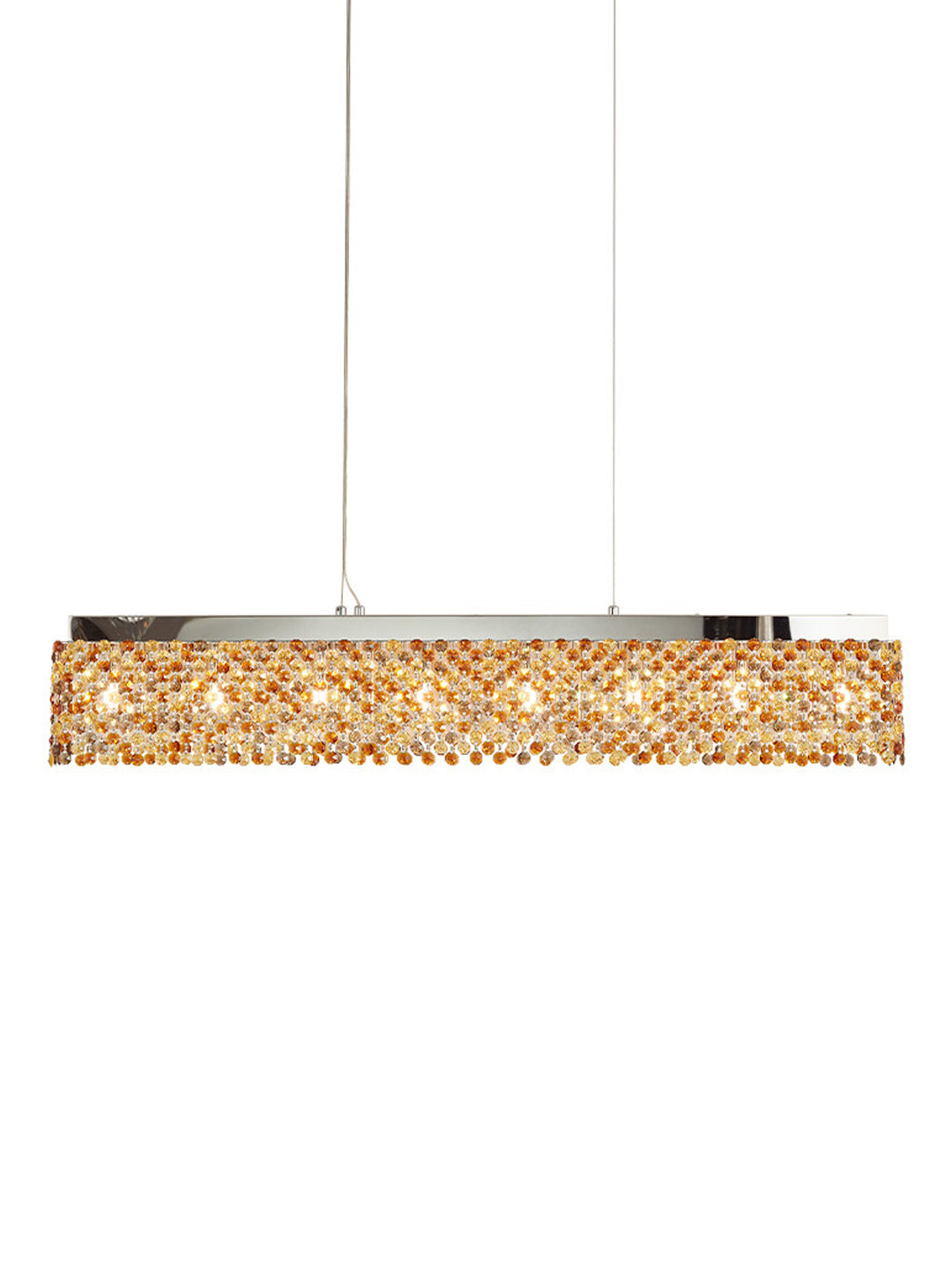 Linear Gold-Tone Crystal Chandelier