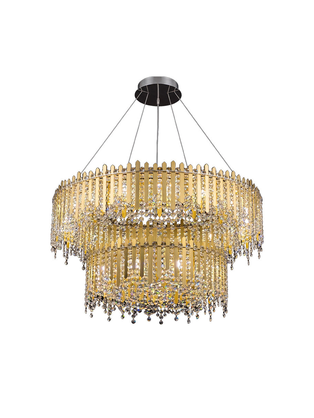 Two-Tier Amber Crystal Chandelier