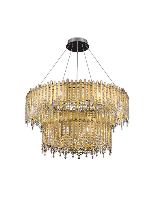 Two-Tier Amber Crystal Chandelier