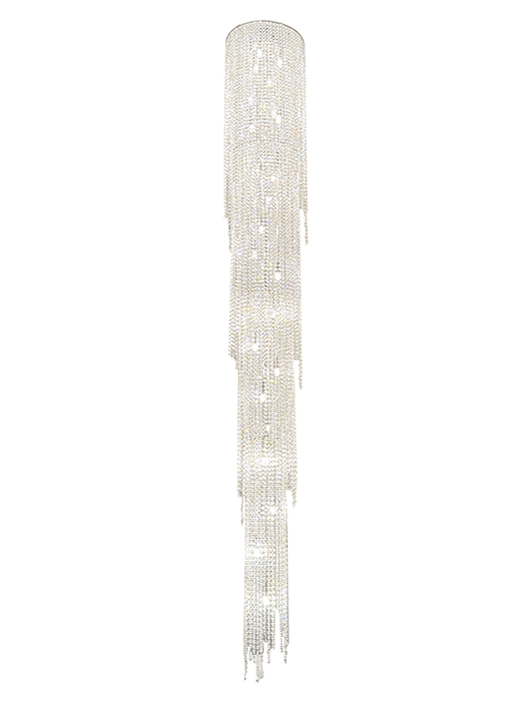 Long Vertical Crystal Cascade Chandelier