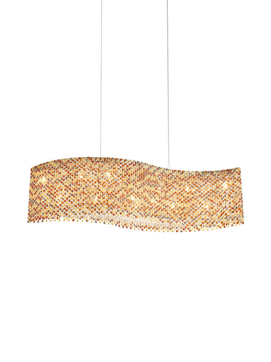 Wave-Shaped Gold Crystal Chandelier