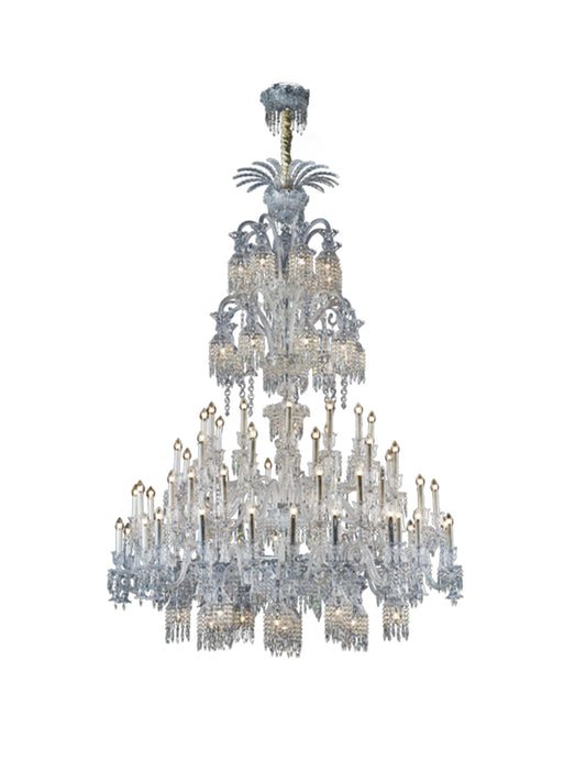 Baccarat-Style Clear Crystal Chandelier