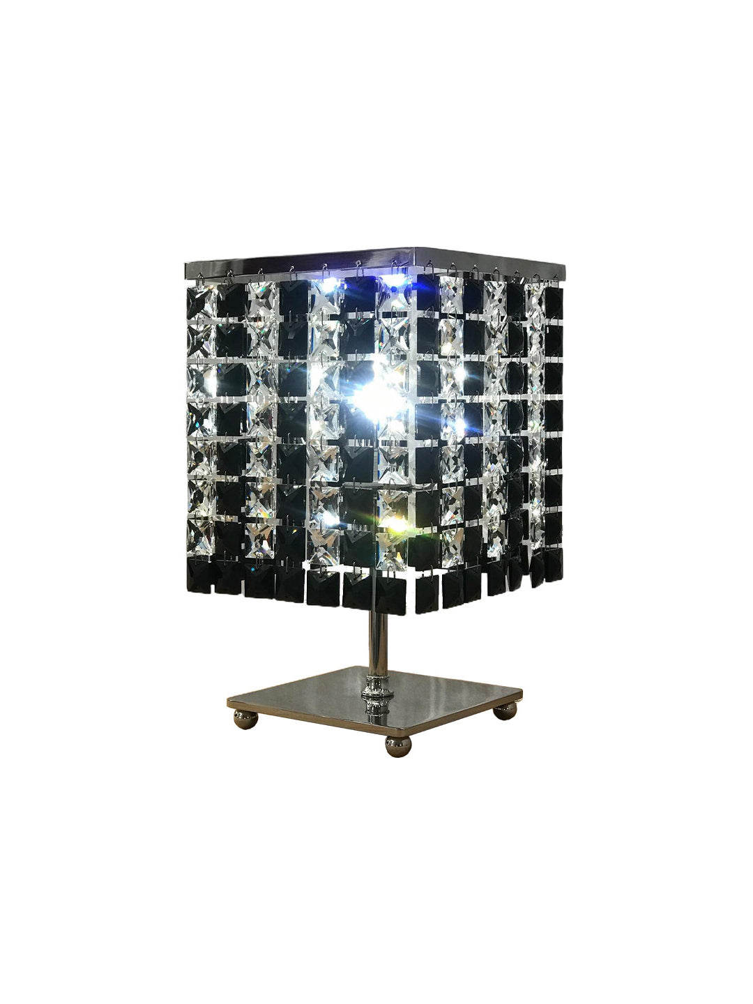 Black & Clear Crystal Cube Table Lamp