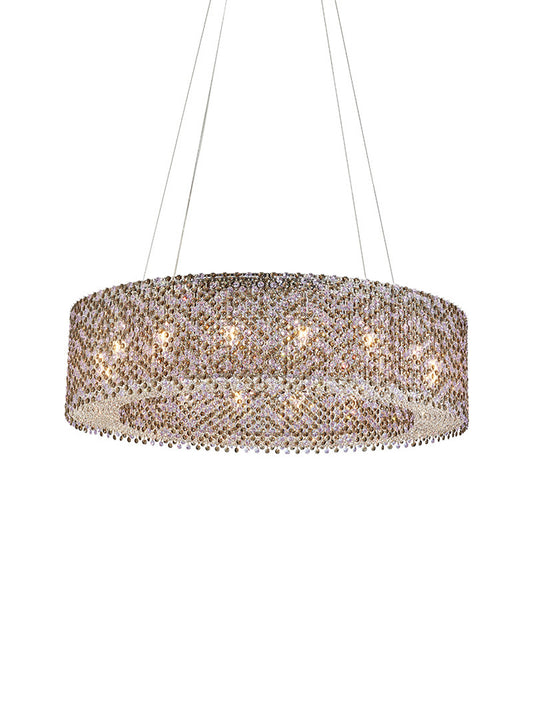 Large Round Crystal Drum Chandelier
