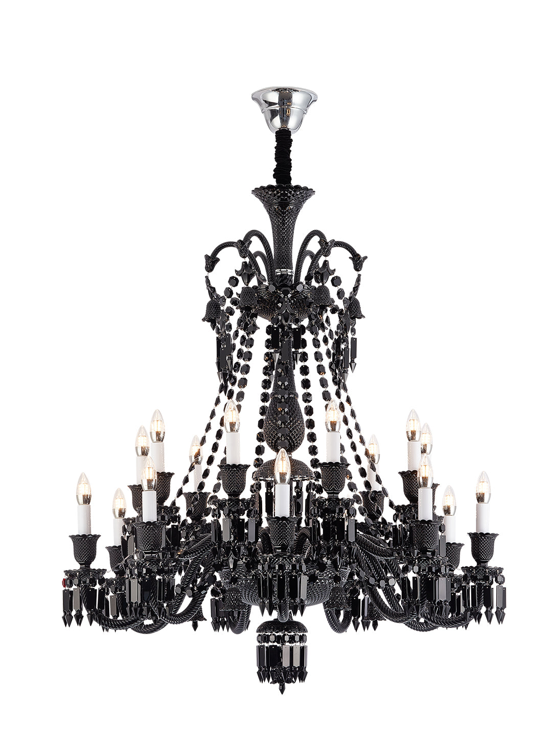 Baccarat-Style Black Crystal Chandelier
