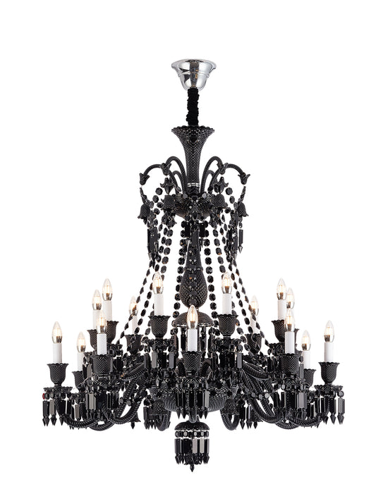 Baccarat-Style Black Crystal Chandelier