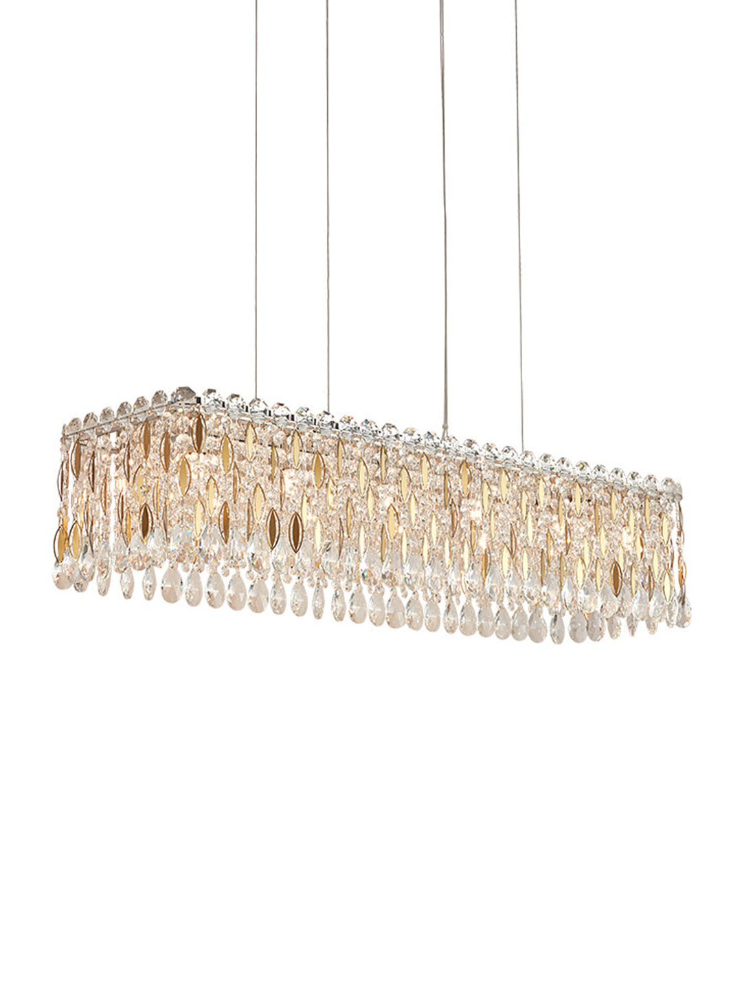 Linear Gold-Tone Crystal Kitchen Island Chandelier