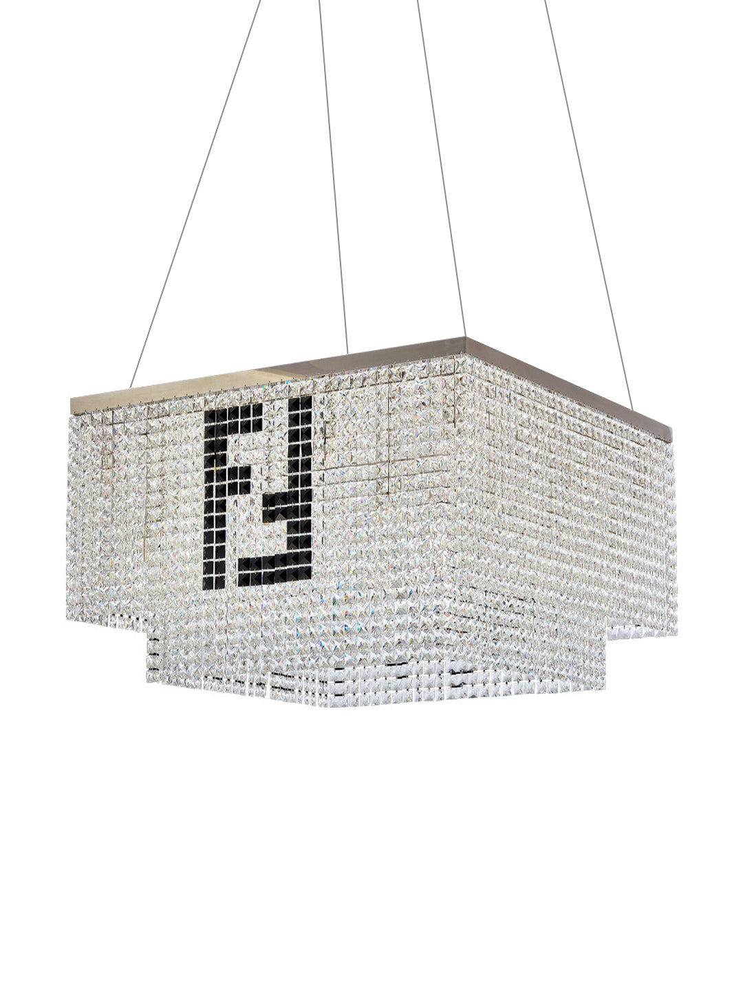 Square Two-Tier Crystal Pendant Light
