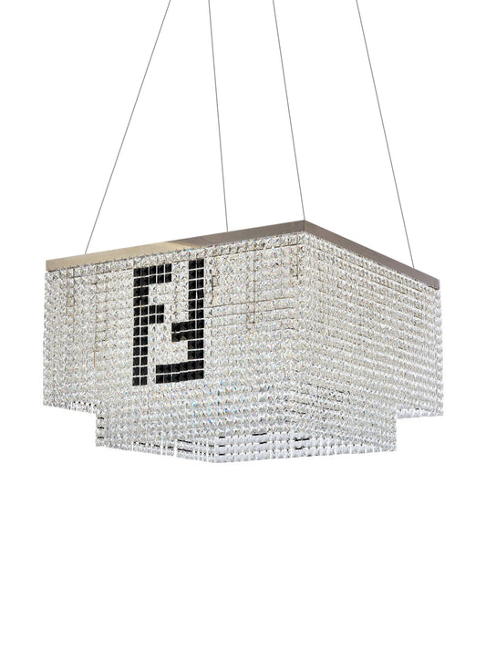 Square Two-Tier Crystal Pendant Light