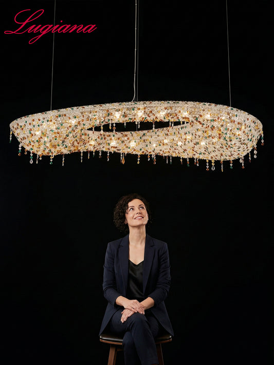 Multicolor Crystal Ring Chandelier