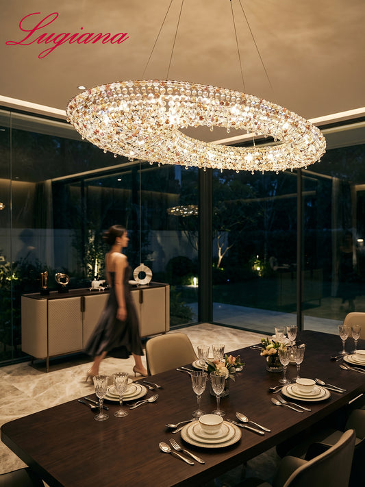 Oval Crystal Halo Chandelier