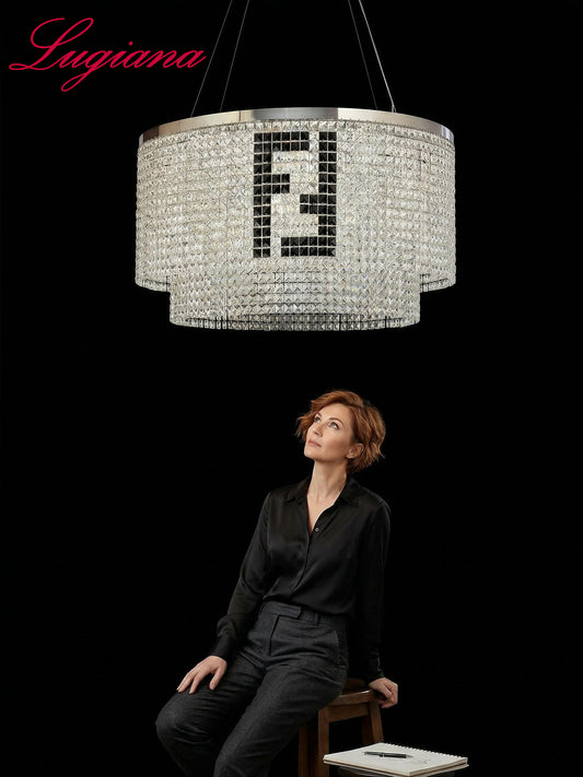 Pashari Double Tier Round Crystal Pendant Light